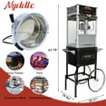thumbnail image 3 of QEEKA 20Oz Commercial Popcorn Machine with Cart - 1440W Vintage Style Popper,Tempered Glass & Warming Deck,on Wheels for Home Theater, Parties and Events,Black, 3 of 10