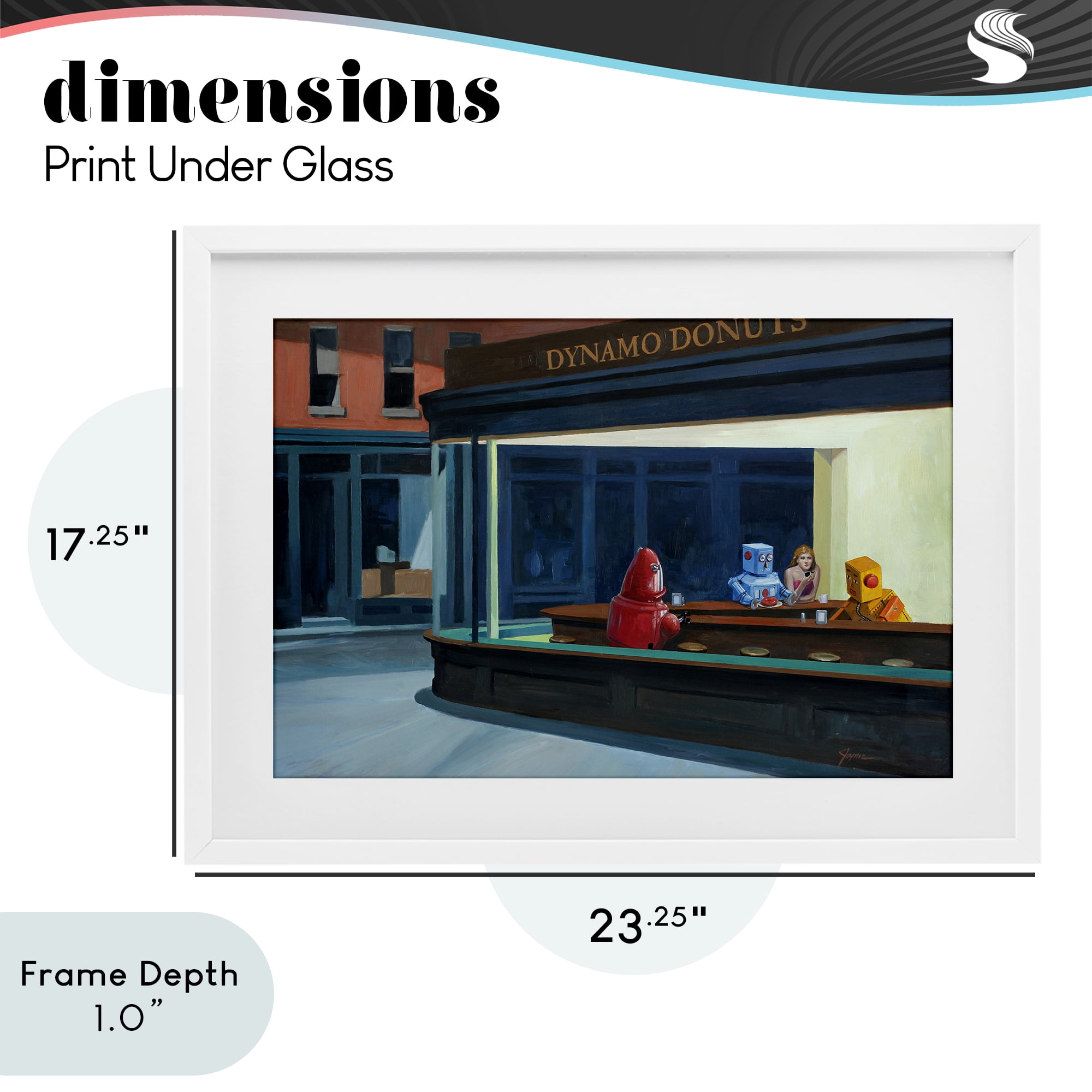 Stupell Industries Robots in Donut Shop White Framed Print Under Glass, design by Eric Joyner