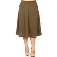 thumbnail image 2 of Women's Plus Size A-Line Casual Flared Elastic Band Solid Midi Skirt, 2 of 5
