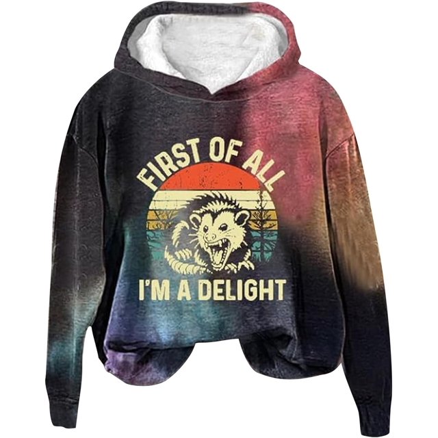 Pink Graphic Hoodie For Women 2024 Cute Preppy Sweatshirt Long Sleeve Drawstring Pullover Tops With Pockets