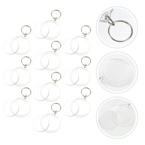 FONDOTIN 10Pcs Blank Insert Photo Frame Key Ring for Custom Keychains