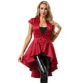 thumbnail image 4 of Aislor Women's Gothic Steampunk Tailcoat Jacket Victorian Vintage Waterfall Waistcoat Cocktail Party Blazers Burgundy 3XL, 4 of 7