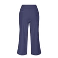 thumbnail image 5 of FUNUONY Womens Cropped Yoga Sweatpants Wide Leg High Waisted Lounge Pajamas Pants Comfy Workout Loose Pants with Pockets Solid Color Loose Sports Pants High Waist Pants Navy L, 5 of 6