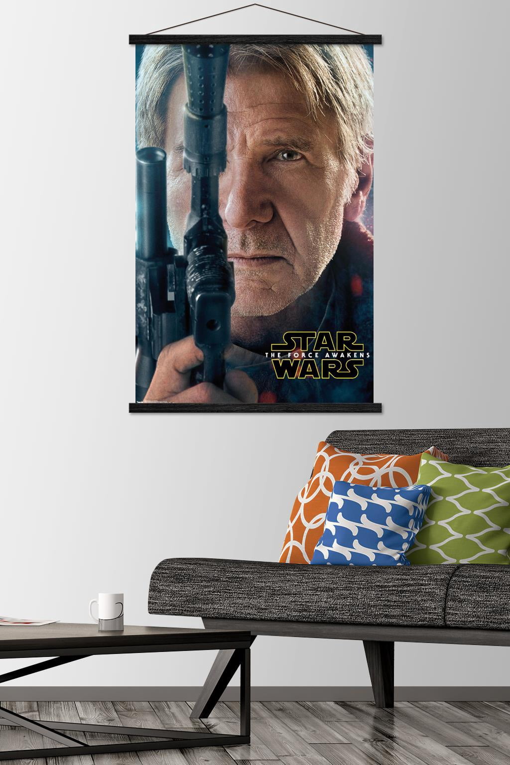Star Wars: The Force Awakens - Han Portrait Wall Poster with Wooden Magnetic Frame, 22.375" x 34"
