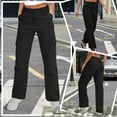 thumbnail image 3 of FEN AI Womens Cargo Pants Black with Multi Pockets Baggy Cotton Pant Work Casual Trousers for Travel Outdoor Wear, 3 of 9
