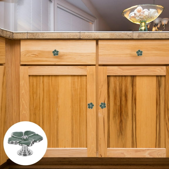 OUNONA  Decorative Cabinet Knob Zinc Alloy Shape Dresser Nobs Office Green