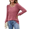 thumbnail image 3 of Langwyqu Long Sleeve Women Square Neck Puff Sleeve Solid Casual Sweatshirt Tops, 3 of 5