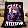 thumbnail image 2 of Just A Girl Who Loves Anime Throw Blanket Anime Print Throw Blankets Gifts for Couch Sofa Bed Stuff Decor Soft Cozy Fleece Plush Warm Flannel Bedding for Lover 50"x60", 2 of 7