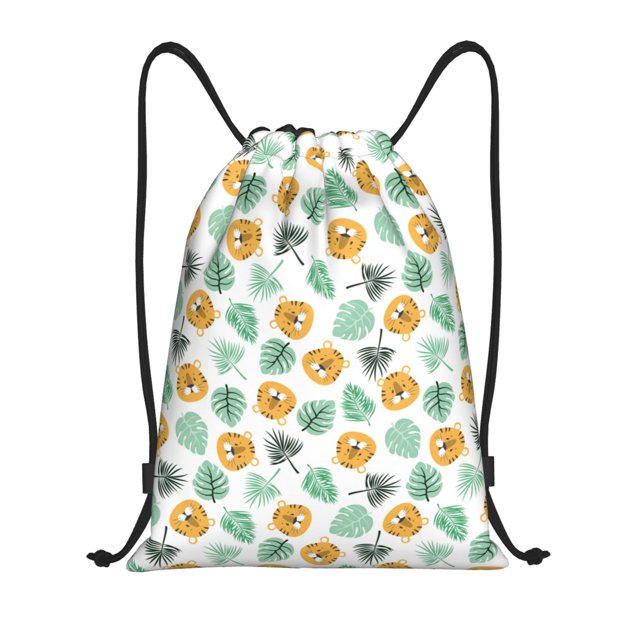 Fotbe Tiger Leaves Bolsa Mochila con Cordón Estampada, Bolsa de Gimnasio Deportiva, Bolsa Cinch, Bolsa con Cordón para Hombres y Mujeres-Medium