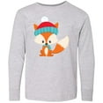 thumbnail image 3 of Inktastic Winter Fox, Cute Fox, Fox with Hat, Fox with Scarf Long Sleeve Youth T-Shirt, 3 of 5