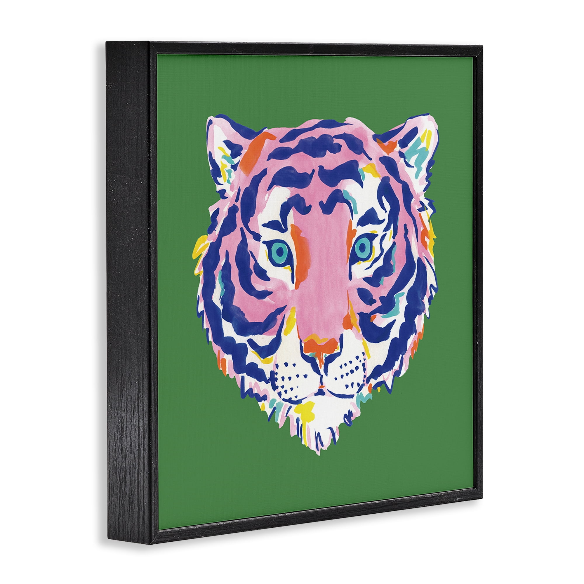 Stupell Industries Exotic Boho Tiger Face Black Framed Giclee Art, design by Karolina Sato