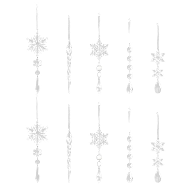 Carámbano navideño, , decoración navideña con borde de cuerda, adorno navideño transparente decorativo para suministros de fiesta y , estilo A Hugo Colgante colgante