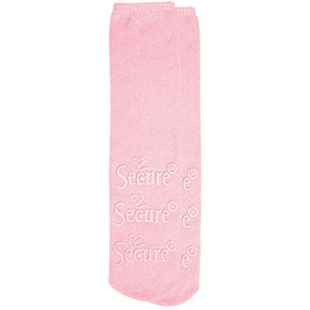Secure Non-Skid Socks for Fall Management - 100% Cotton Slipper Socks - Hospital Socks - Pink - One Size Fits Most