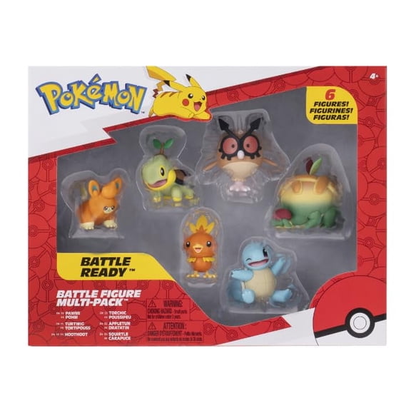 New Pokémon Battle Figure 6 Pack - 5cm Figures Pawnii, Turtwig, Hoothoot, Torchic, Appletun, Squirt