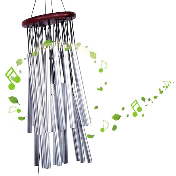 Dilwe Large Outdoor Wind Chimes 27 Silver Tubes Wind Bell Home Garden