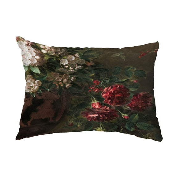 Simply Daisy, 14" x 20" Floral Fancy Red Floral Print Decorative Outdoor Throw Pillow