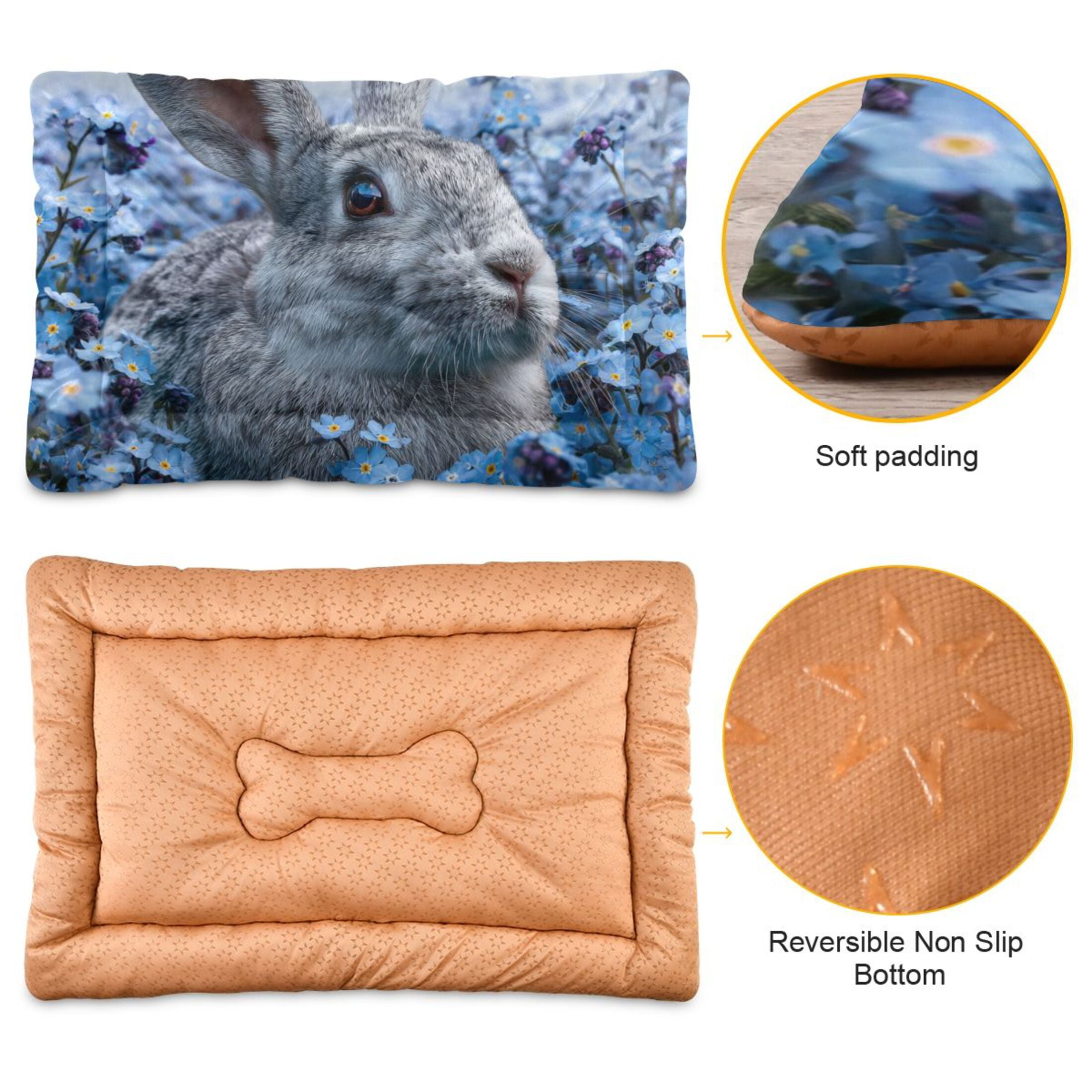 Cozy Mat Pet Bed Indoor Outdoor Warm Soft For Cat Dog Puppy(S/M) Grey Bunny
