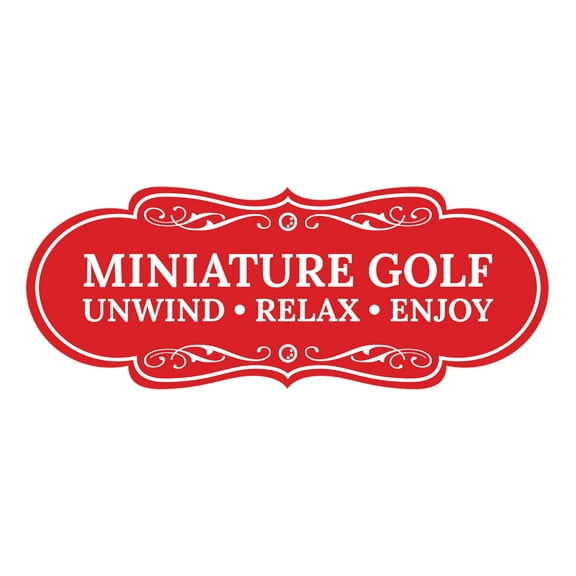 Signs ByLITA Designer Miniature Golf Unwind Relax Enjoy Sign (Red) - Large