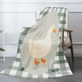 thumbnail image 2 of Joocar Duck Pattern Flannel Throw Blanket Green Checkered Design Soft Warm Throw For Winter Gift Home Sofa Bed Decoration 40x50 inch, 2 of 5