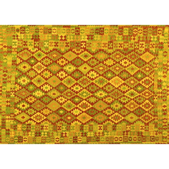 Ahgly Company Machine Washable Indoor Rectangle Southwestern Yellow Country Area Rugs, 5' x 7'