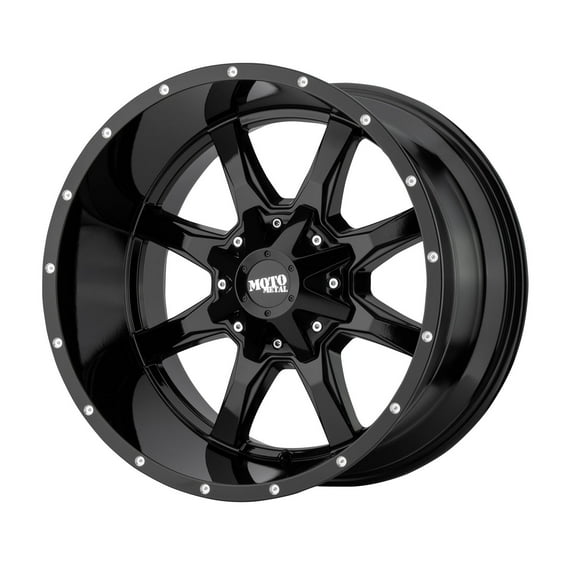17" Moto Metal MO970 17x9 8x6.5 Gloss Black Milled Lip Wheel -12mm Lifted Rim