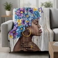 thumbnail image 2 of Black African Men Blanket Soft Cozy Warm Throw Blanket for Couch, Plush Fuzzy Flannel Fleece Blankets for Sofa, Spring Floral Butterfly Retro Wooden Bed Blankets Lightweight Gifts for Men, 50"x80", 2 of 9