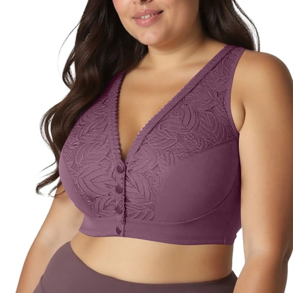 Zpanxa Plus Size Push Up Bralette Wireless Lace Underwire Free Light Support Thin Comfort Bra