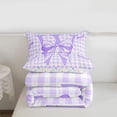 thumbnail image 5 of Erosebridal Purple Buffalo Grid Queen Comforter Set For Kids,Kawaii Bow Letter W Monogrammed Bedding Comforter Set,Colorful Stars Reversible,3 Pieces, 5 of 7