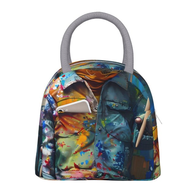 Easygdp Whimsical Goat Artist Bolsa de Almuerzo Insulada Grande, Forro de Aluminio, Diseño Espacioso, a Prueba de Fugas, Ideal para Trabajo, Picnics, Viajes y Actividades al Aire Libre