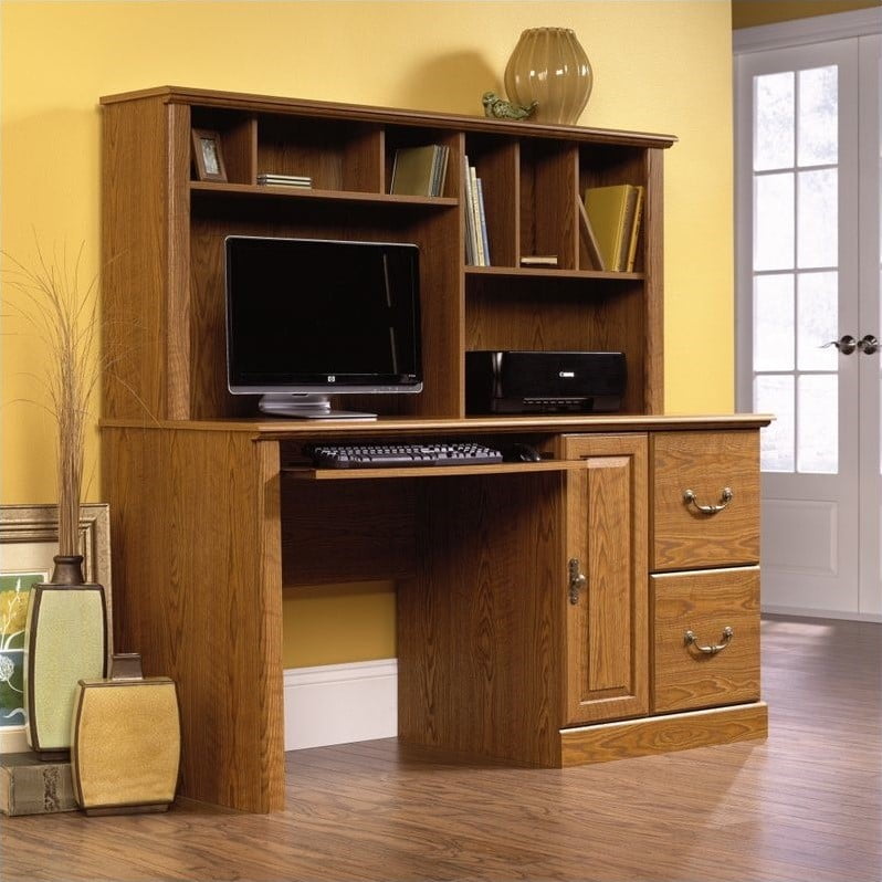Sauder Orchard Hills Wood Computer Desk With Hutch In Ina Oak