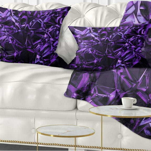 Designart Purple Crystal Texture Design - Abstract Throw Pillow - 12x20
