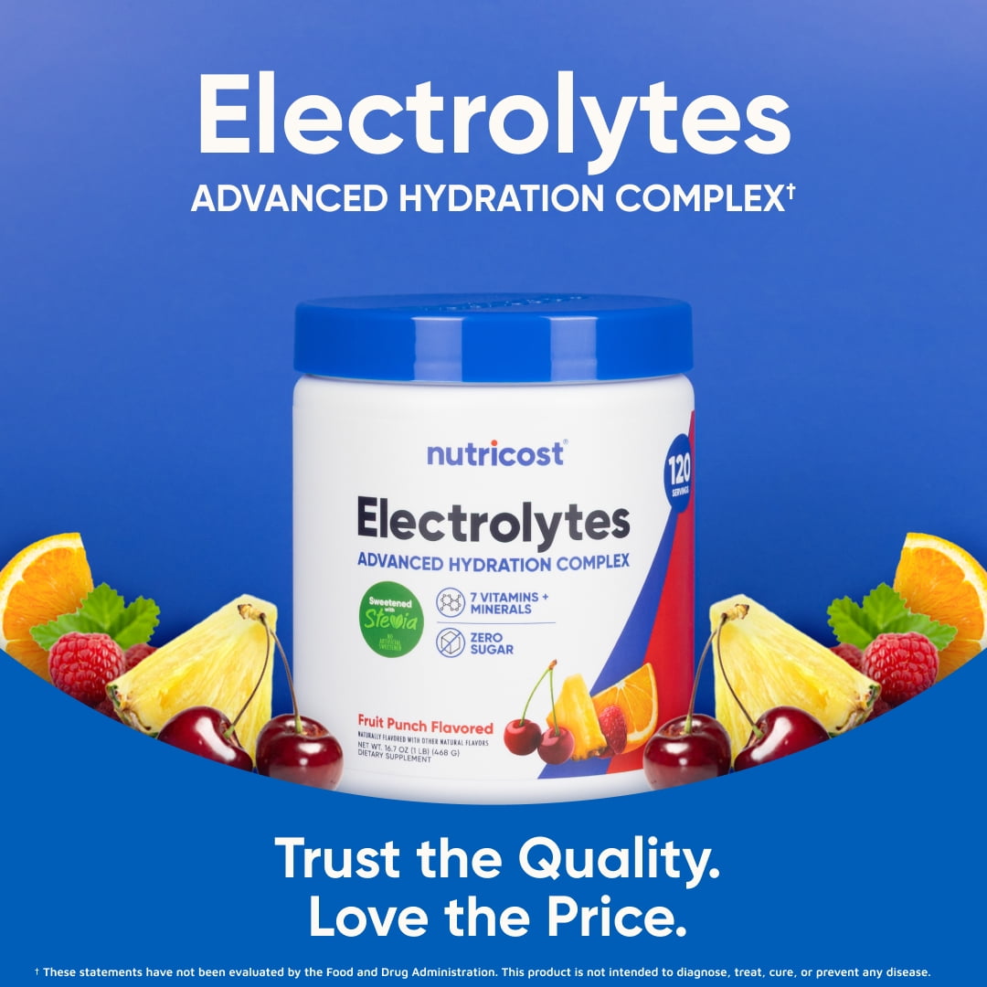 Nutricost Electrolyte Complex Powder (Fruit Punch) 120 Servings - Hydration Supplement Drink Mix with Vitamins and Minerals