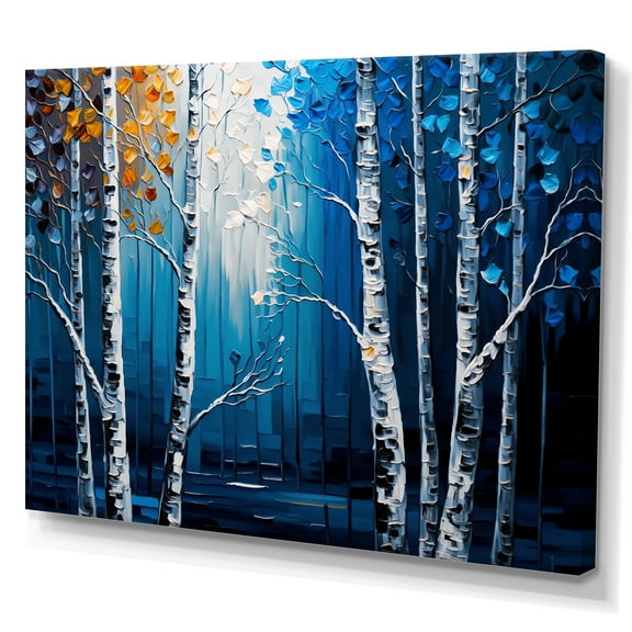 Designart Blue Birch Forest I Canvas Wall Art