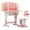 Pink, variant on 2Pcs/Set Kids Desk Chair Set, Adjustable Height School Leaning Table Chair Set with Drawer Design, Children Desk Chair Set with Four Partition Book Stand, Backpack Hook, Cup Holder