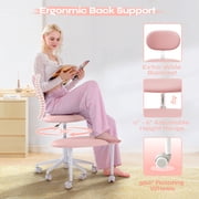 Pinmoco Adjustable Height Ergonomic Adhd Chair, Meditation Chair with Lumbar Support, Home Office Chair, Blush Pink