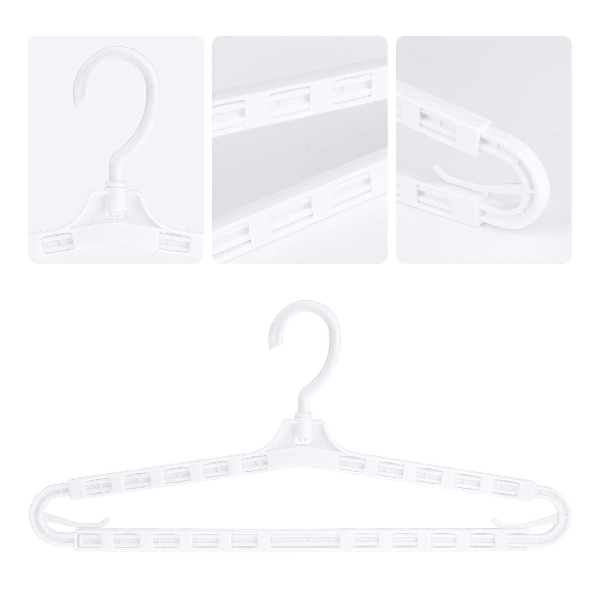 Unique Bargains Extra Large Plastic Adjustable Shoulder Clothes Hangers 10 Pcs White