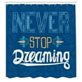 thumbnail image 3 of Ambesonne Indigo Shower Curtain, Never Stop Dreaming, 69"Wx84"L, Royal Blue Yellow, 3 of 5