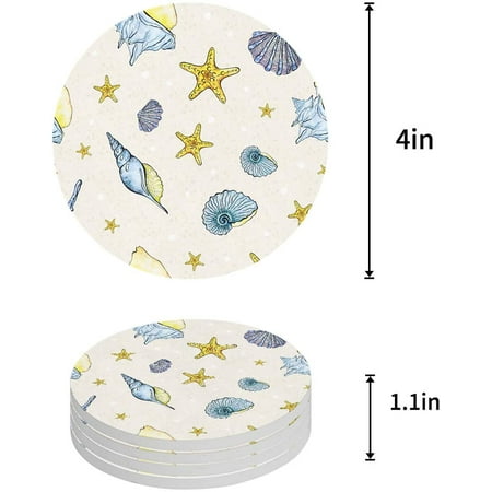 

ZHANZZK Starfish Shell Set of 8 Round Coaster for Drinks Absorbent Ceramic Stone Coasters Cup Mat with Cork Base for Home Kitchen Room Coffee Table Bar Decor