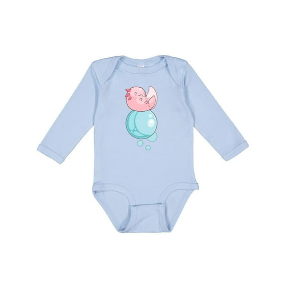 Inktastic Cute Axolotl Sitting on a Bubble Boys or Girls Long Sleeve Baby Bodysuit