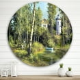 thumbnail image 2 of Designart 'The Wood River With Boat On A Decline By The Castle' Lake House Circle Metal Wall Art 36x36 - Disc of 36, 2 of 5