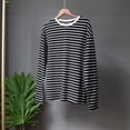 thumbnail image 6 of UYISJ Women's Striped Long Sleeve Tee Tops Crew Neck Casual Loose T-Shirt Blouses, 6 of 6