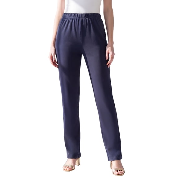 Roaman's Women's Plus Size Tall Plus Size Soft Knit Relaxed Pull-On Straight Leg Pant