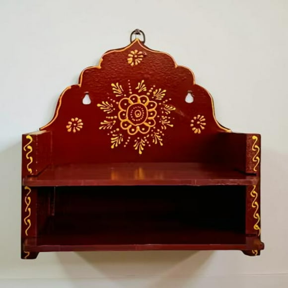 Pooja Mandir, Wall Mounted Wooden Temple, The color of the God's Temple may vary