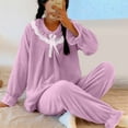 thumbnail image 2 of Wensltd Home Fleece Pajamas Set for Women 2 Piece Plus Size Loose Fit Soft Long Sleeve Pullover Blouses Purple, 2 of 8