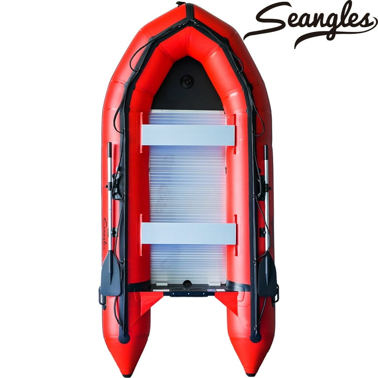 Seangles Inflatable Boat 4 Person Aluminum Floor Aluminum Transom  Professional Heavy Duty Saltwater Fishing Boat (Sa330 / 10.8ft) USCG  Approved 