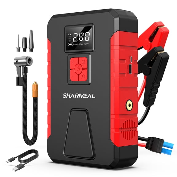 16000A Peak Car Jump Starter with 150PSI Tire Inflator, 12V Portable Car Battery Booster, Digital Display Jump Box with 10‑Layer Safety Protection