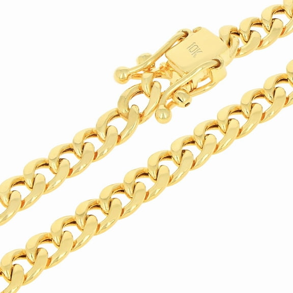 Nuragold 10k Real Yellow Gold Miami Cuban Link 5mm Chain Necklace (16"-30") Italian Jewelry for Men & Women