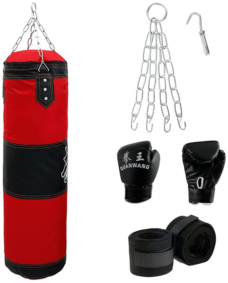 Sandbags Practice Empty 39"/100cm Thai MMA Boxing Heavy Punching Bag w/ Chain 