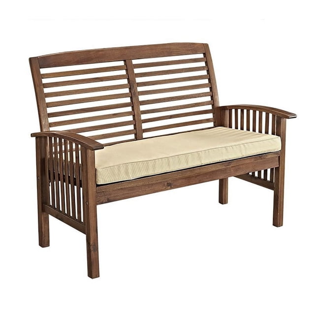 Pemberly Row Acacia Wood Patio Loveseat in Dark Brown