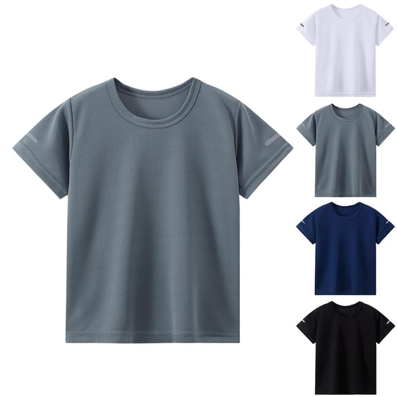 Miluxas Boys Athletic Shirt Quick Dry Short Sleeve Performance Moisture Wicking T Shirt White 11-12 Years